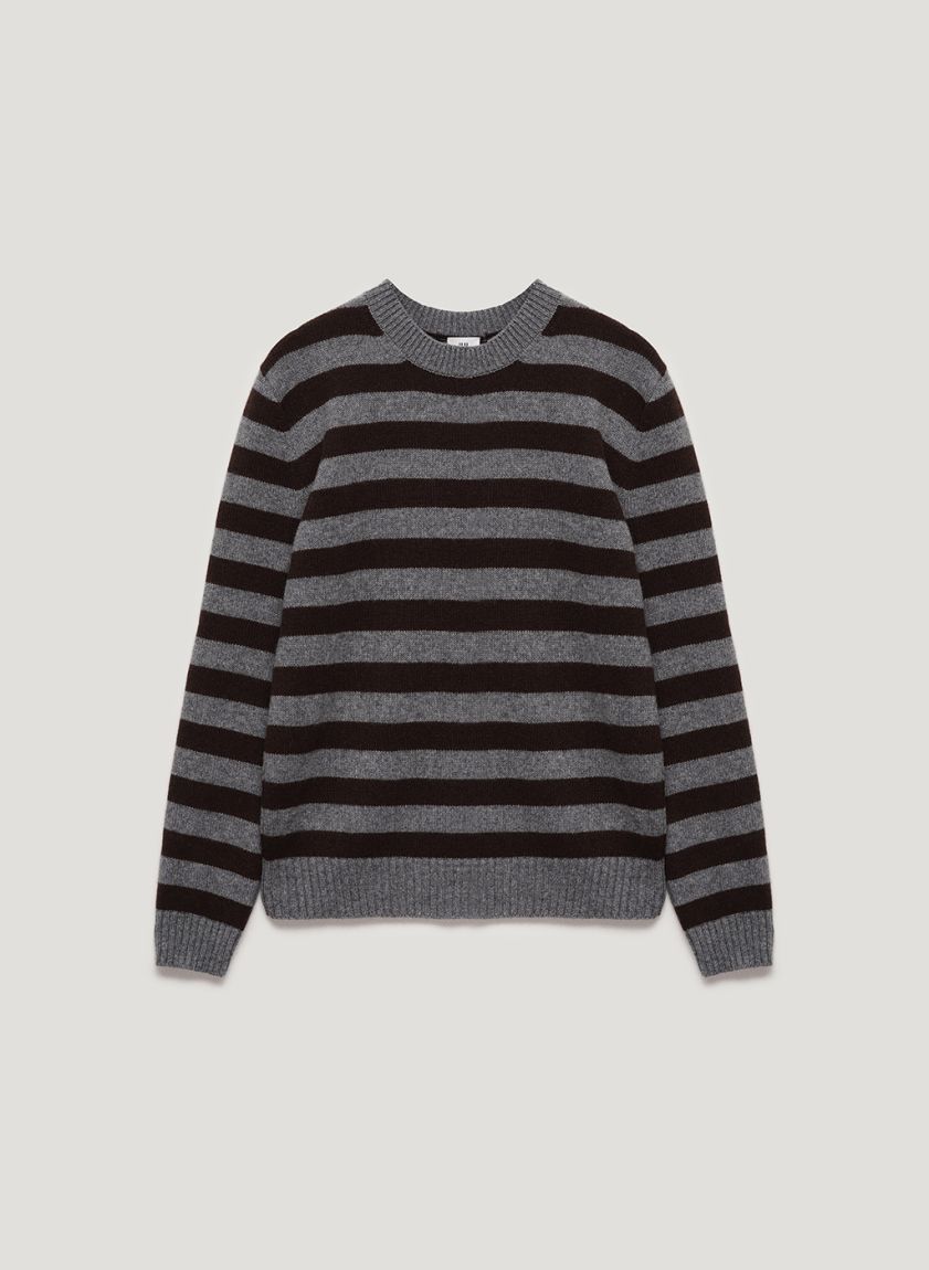 Gray-brown striped sweater 30% cashmere