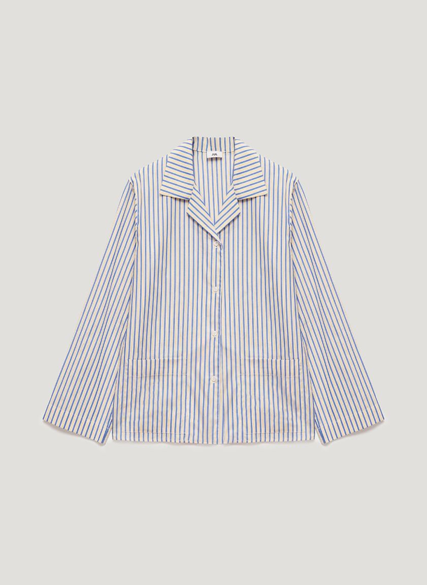 Yellow-blue striped pajama shirt