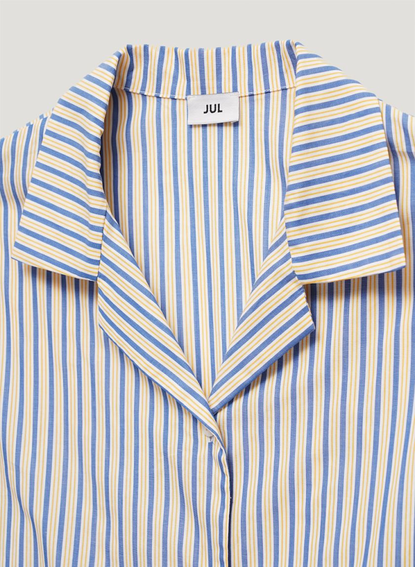 Yellow-blue striped pajama shirt