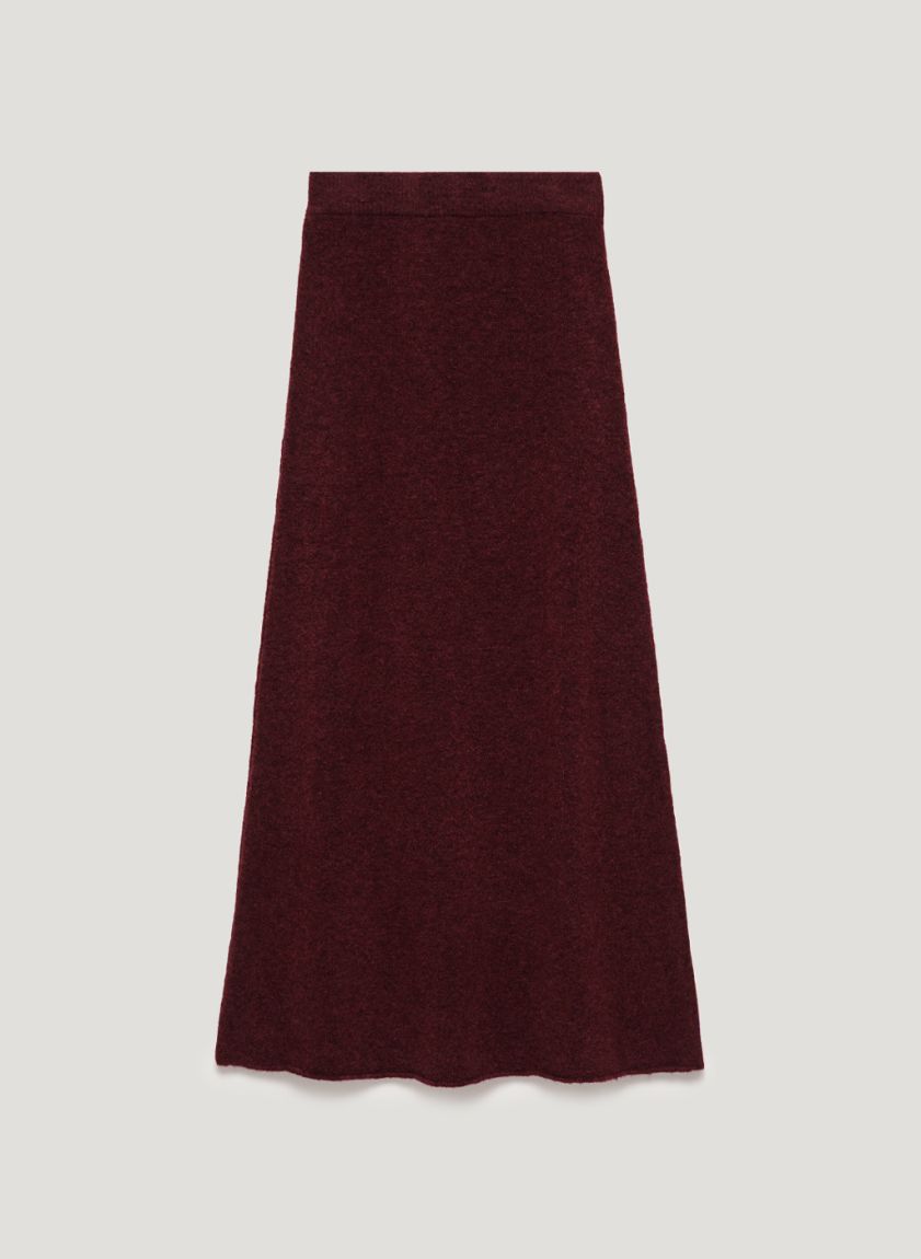 Knitted burgundy midi skirt