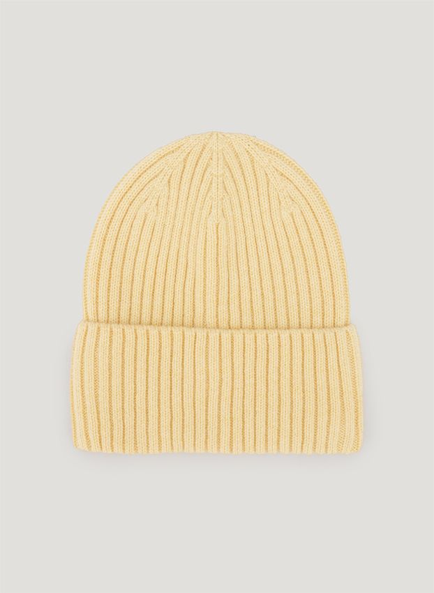 Yellow beanie hat 30% cashmere