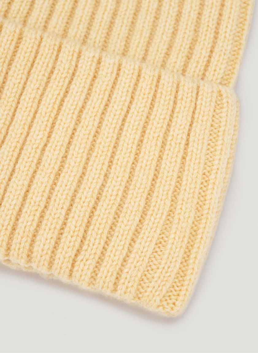 Yellow beanie hat 30% cashmere