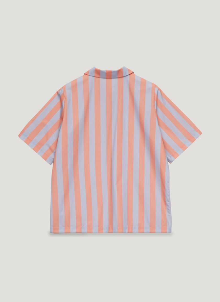 Orange-blue striped pajama shirt