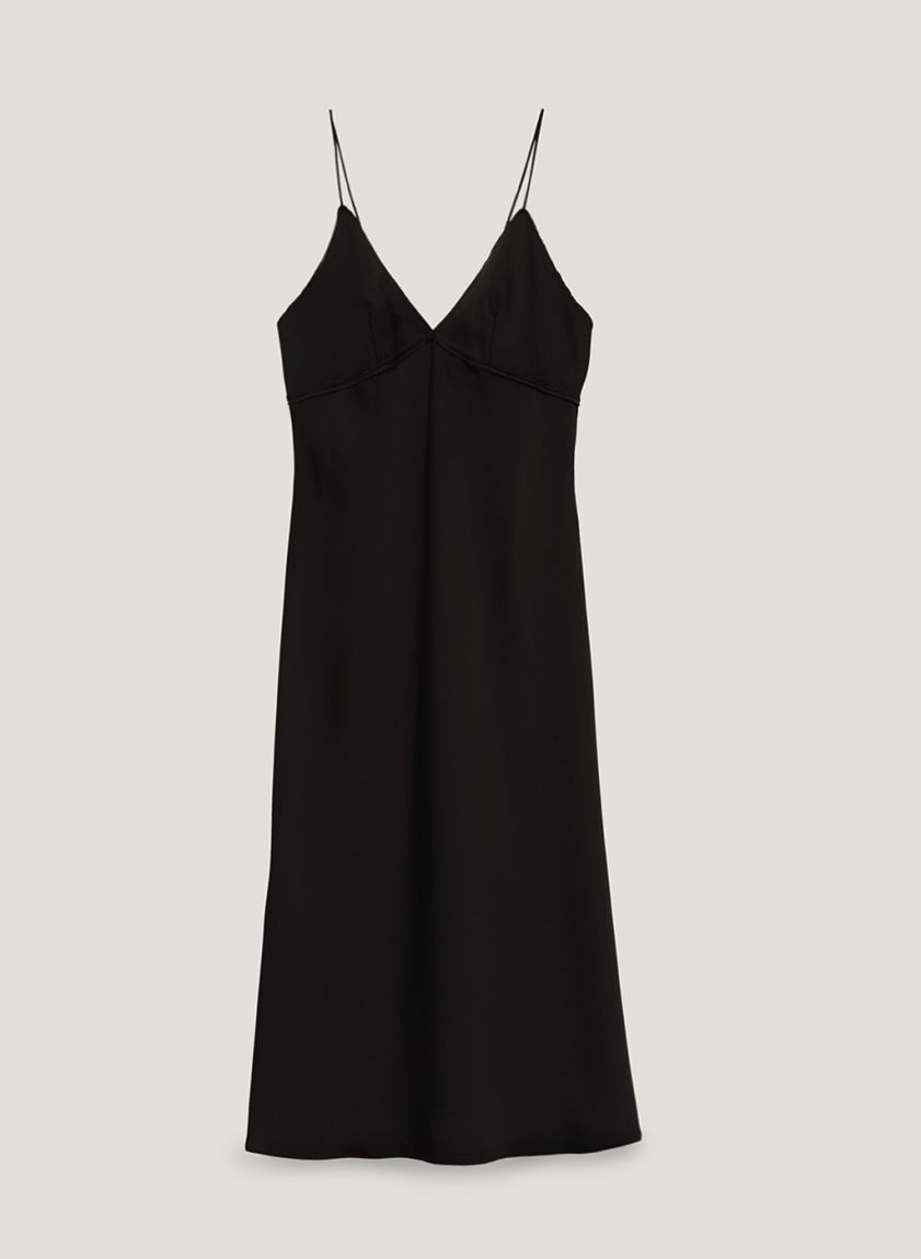 Black midi slip dress