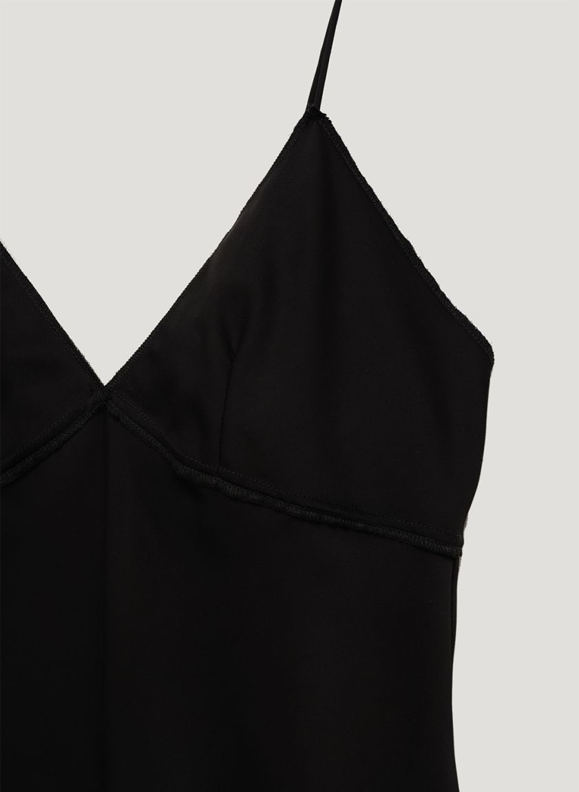 Black midi slip dress