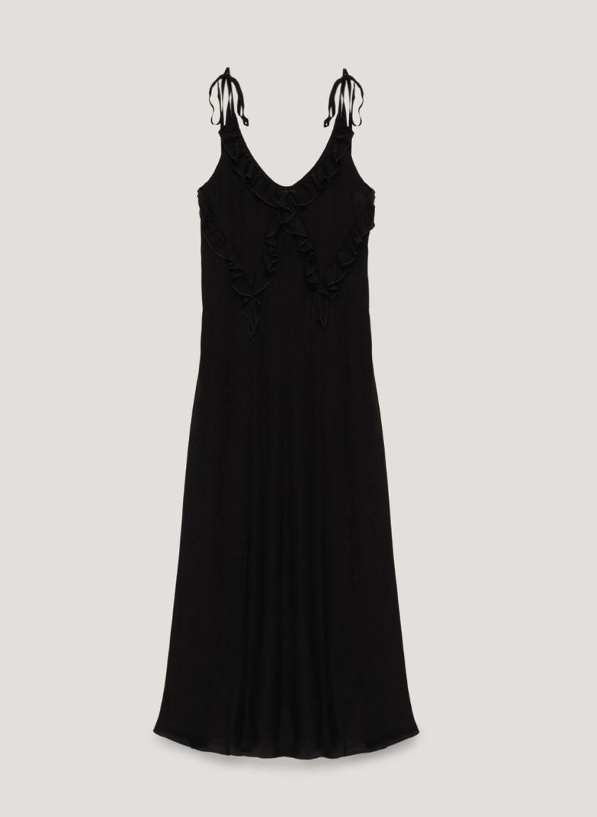 Black maxi dress with ruffles