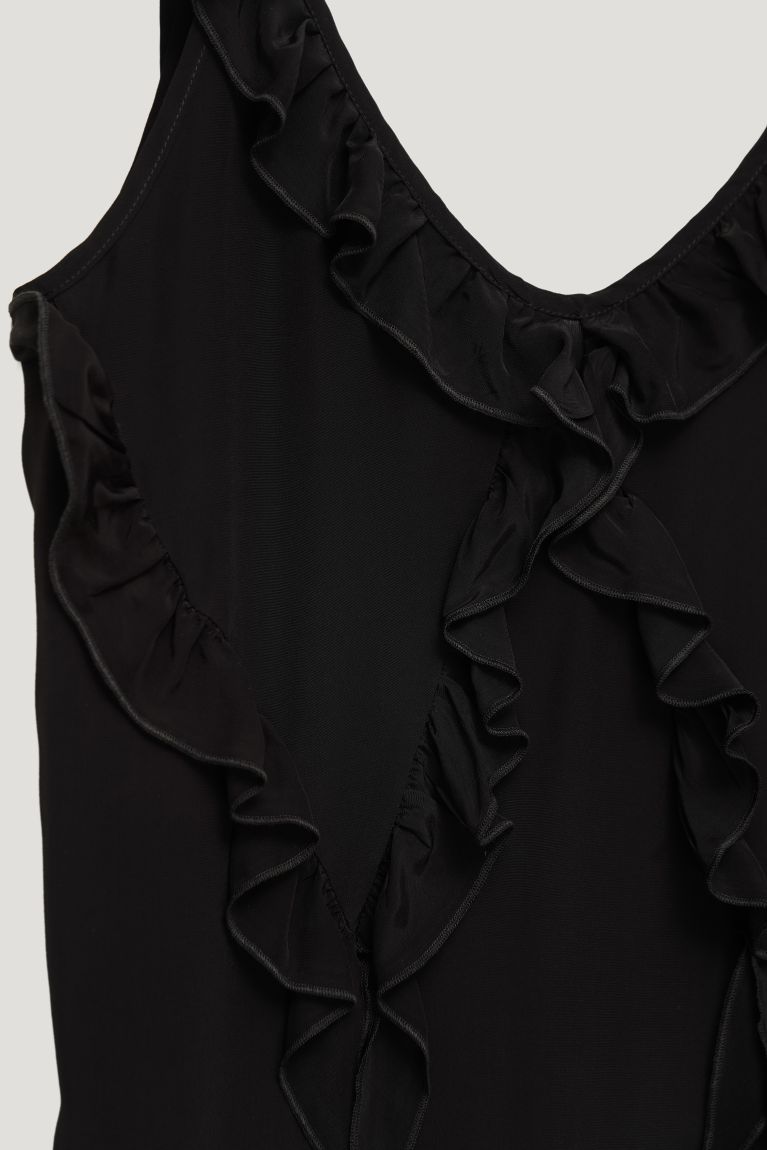 Black maxi dress with ruffles