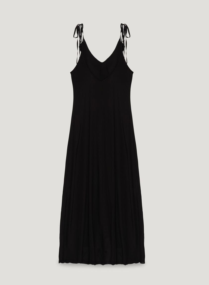 Black maxi dress with ruffles