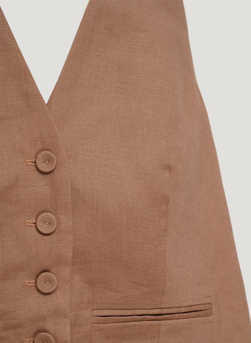 Brown linen vest with an open back