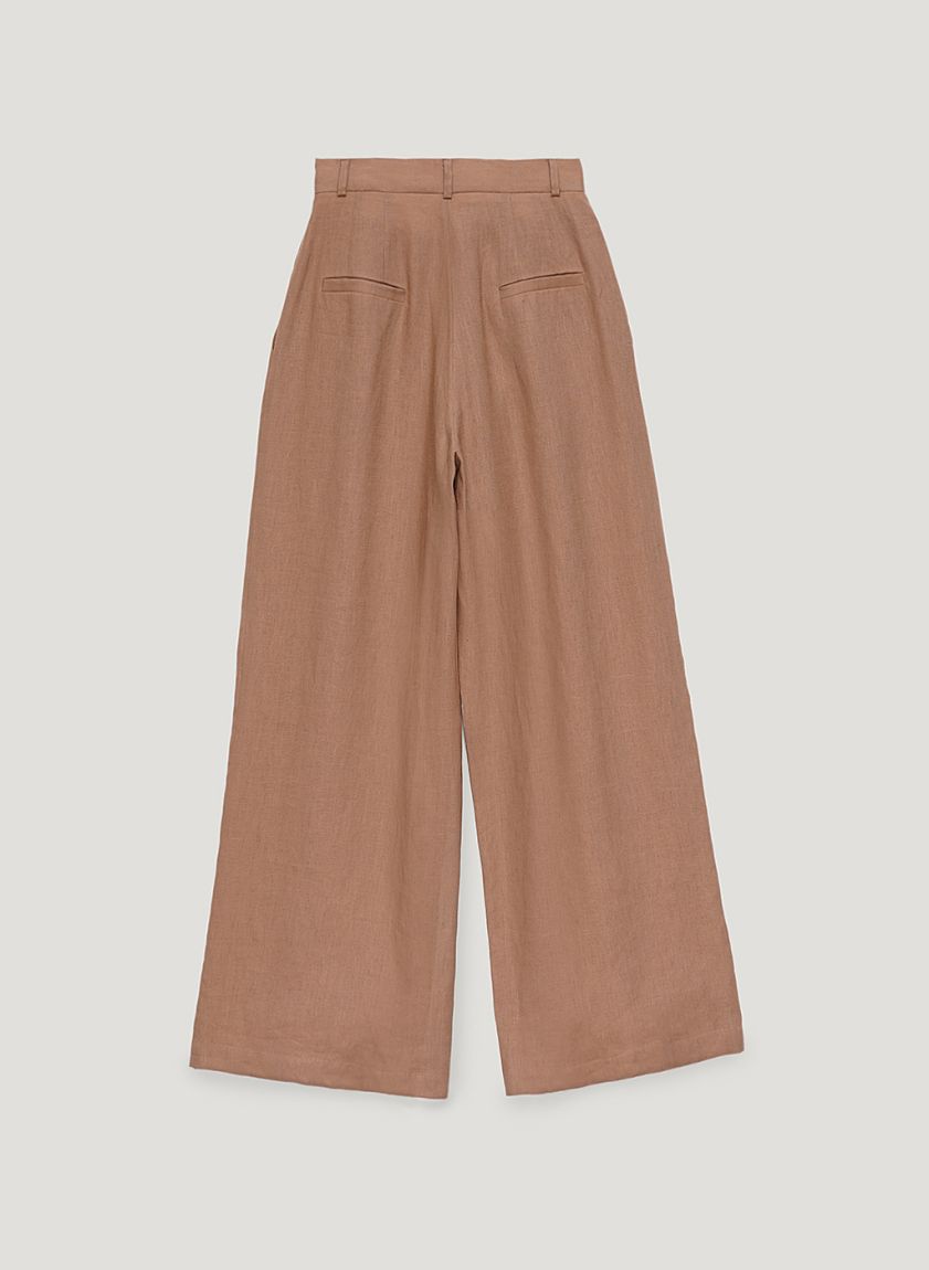 Brown linen darted pants