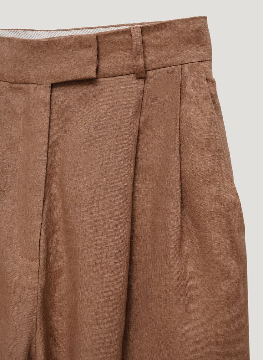 Brown linen darted pants