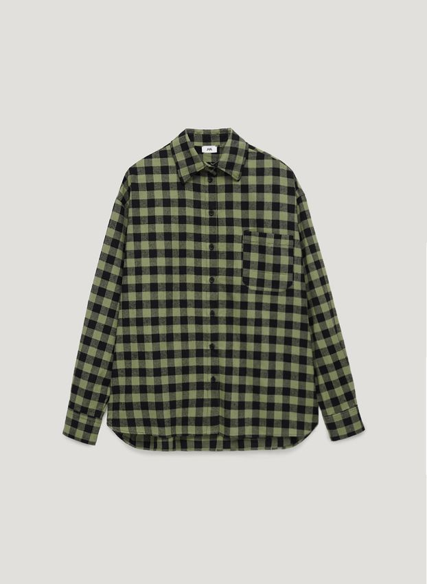 Oversized black-green checked shirt