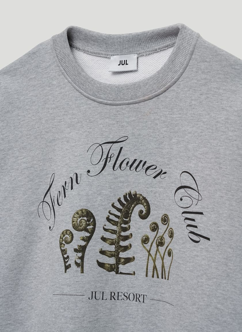 Gray melange "Fern Flower Club" sweatshirt