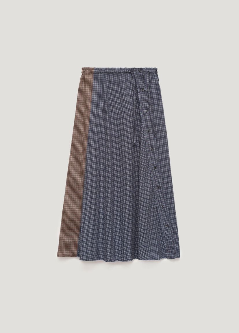 Blue-brown flannel midi skirt JUL x EBAUT