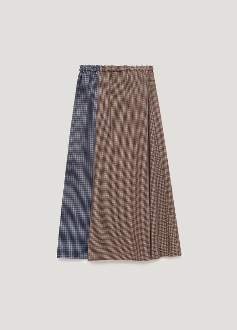 Blue-brown flannel midi skirt JUL x EBAUT