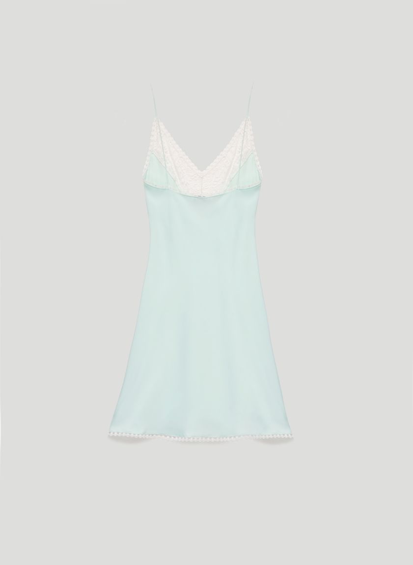 Mint mini slip dress with lace