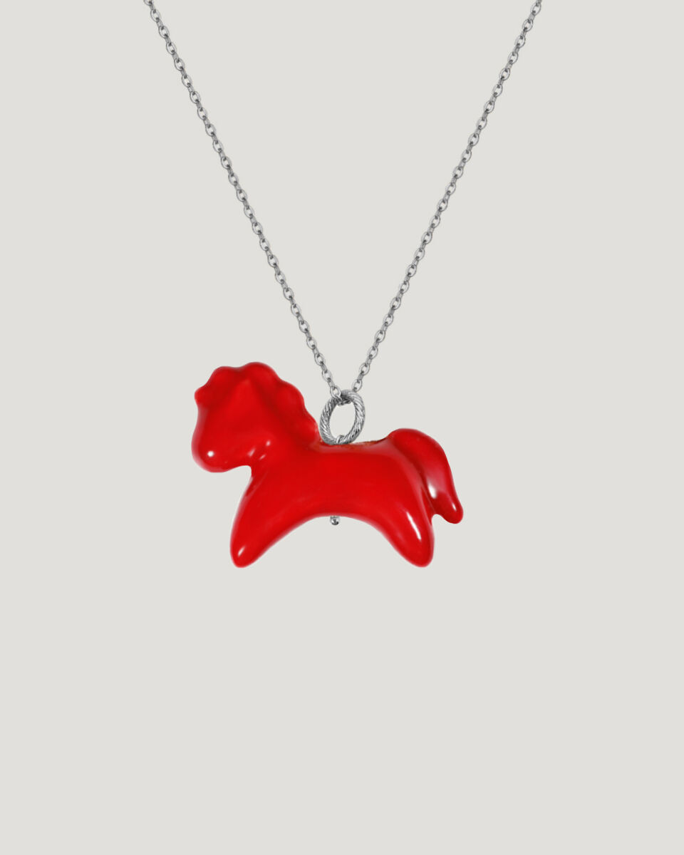 Horse Pendant with silver hardware