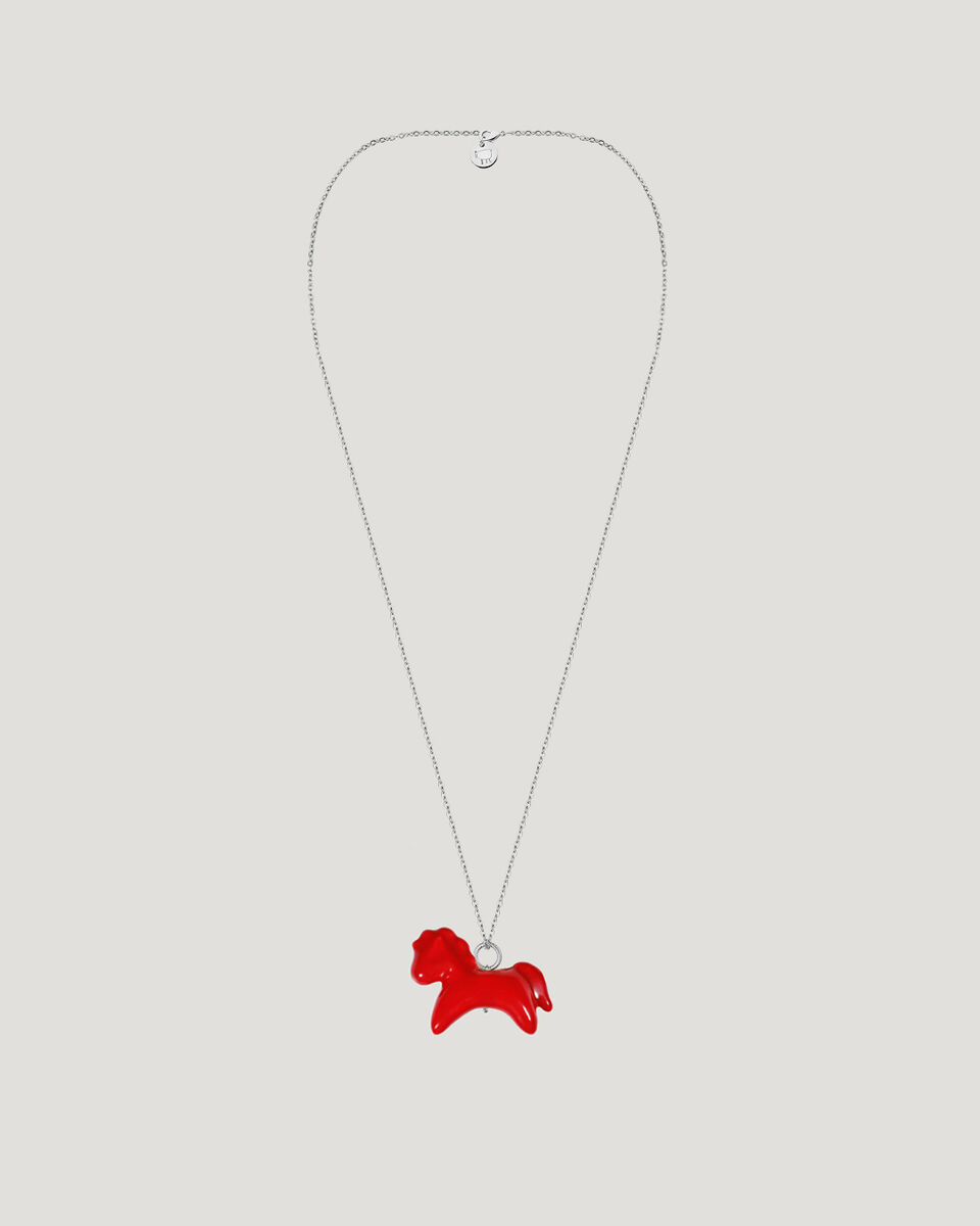 Horse Pendant with silver hardware