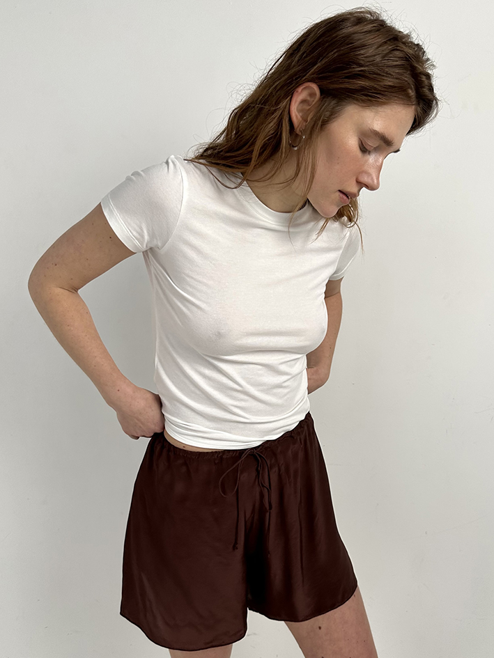 Brown Viscose Shorts