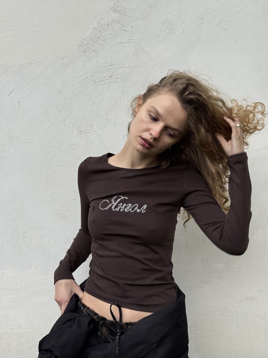 Лонгслів slim fit шоколадний "Янгол"