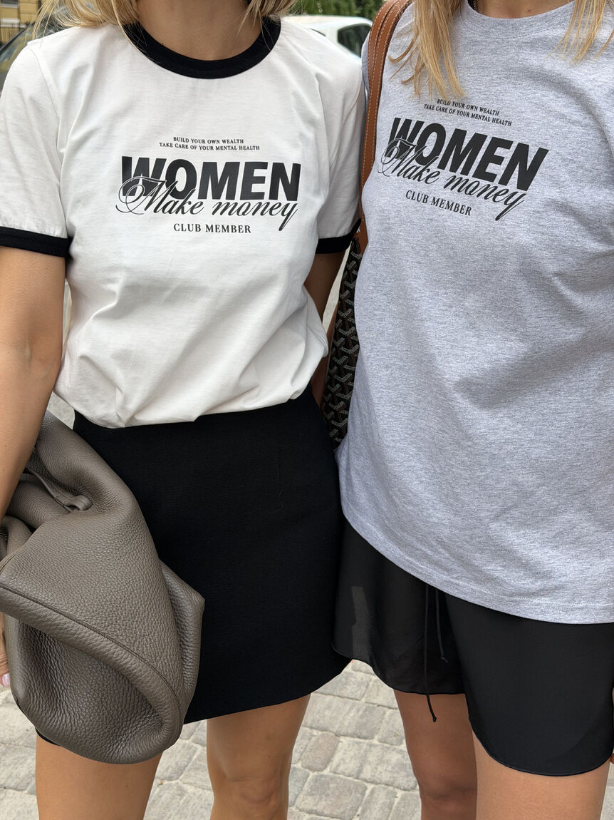 Футболка сіра oversize “Women make money”