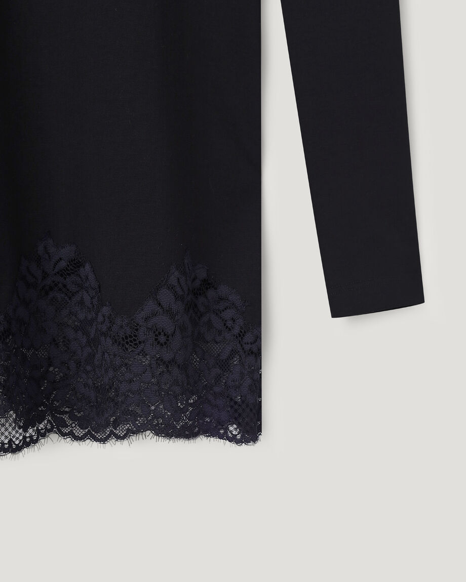 Black Knit Mini Dress with Lace