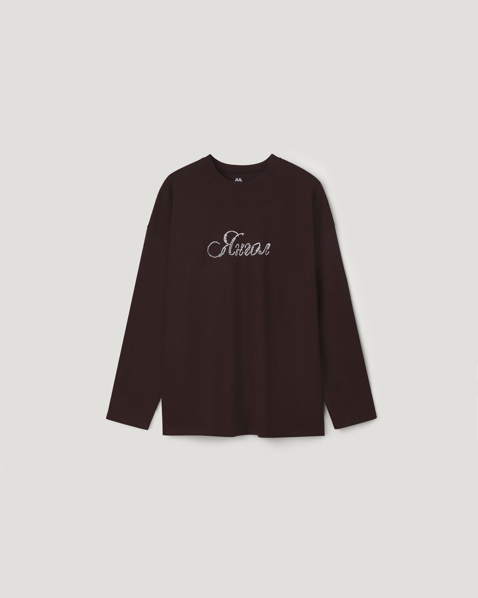Лонгслів щільний oversize шоколадний  "Янгол"