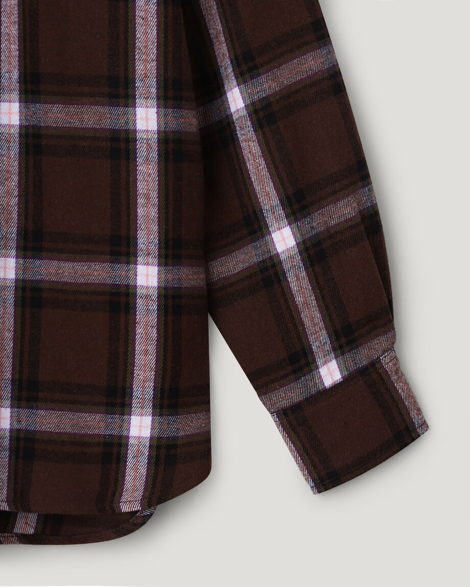 White and Brown Checked Oversize Shirt