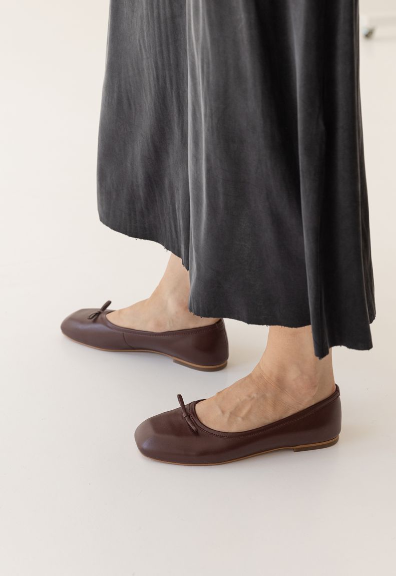 Cherry ballet flats with a bow