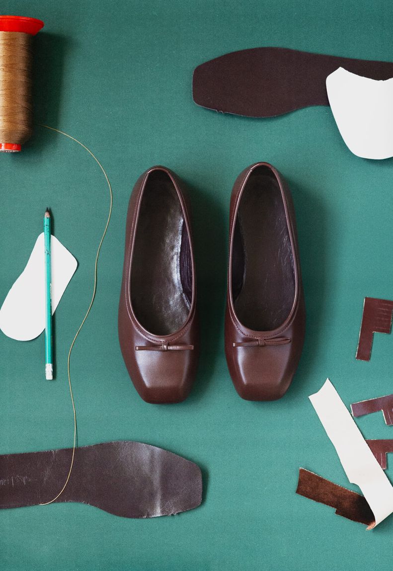 Cherry ballet flats with a bow