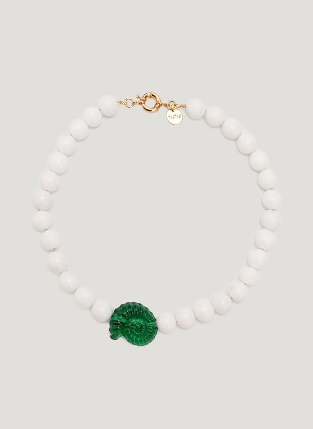 Necklace Sea glass White