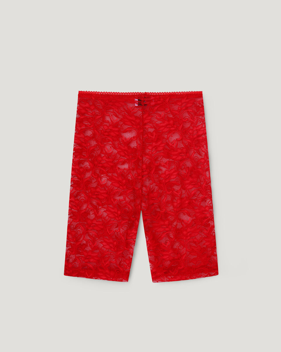 Red Long Guipure Shorts