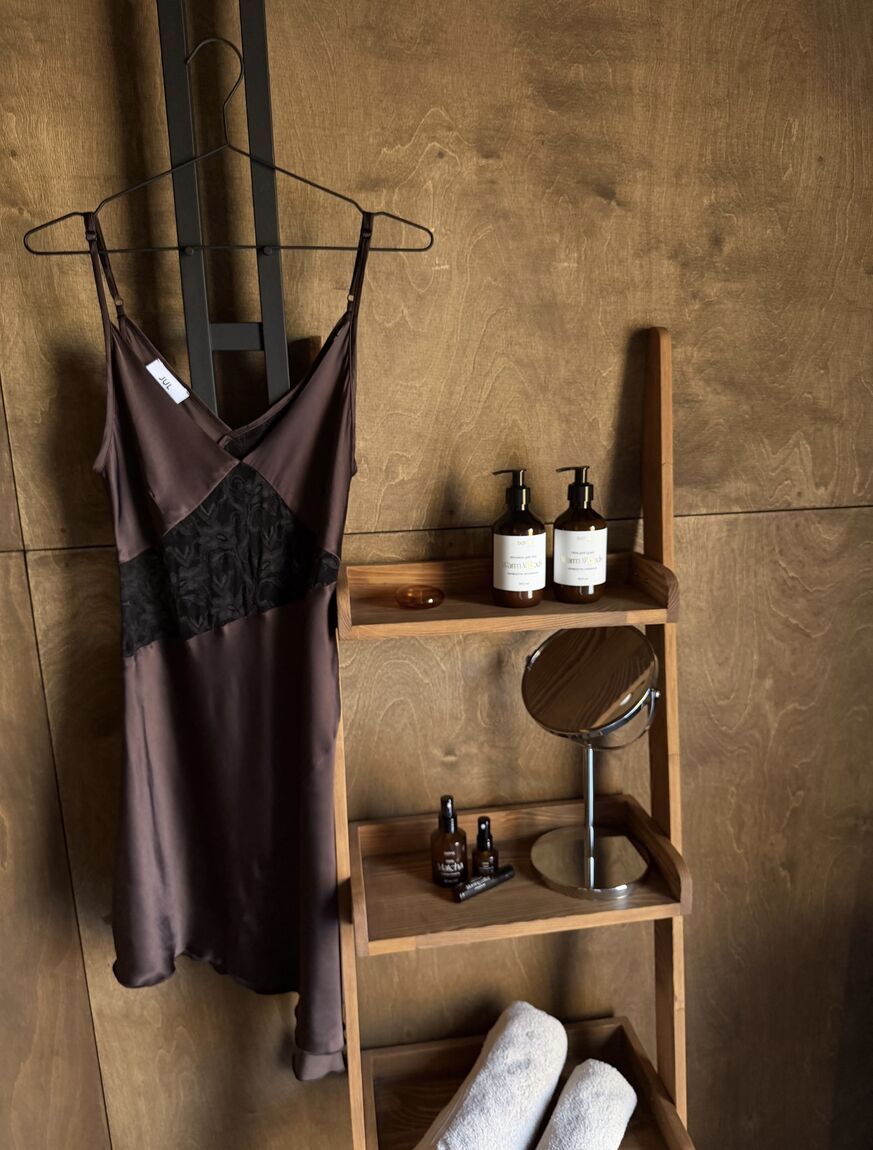 Brown Asymmetric Mini Dress