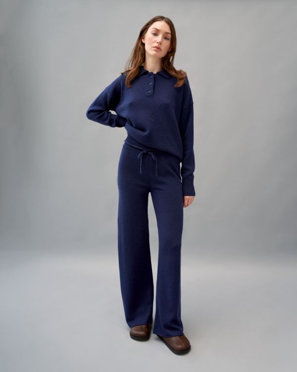 Blue oversized knitted polo sweater with cashmere addition KATSURINA + JUL
