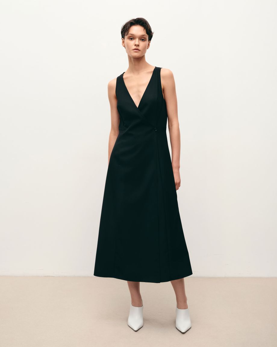 Black midi wrap sundress