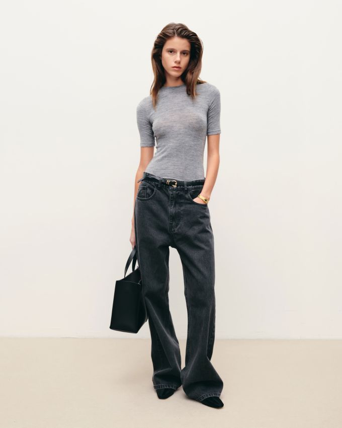 Dark gray wide jeans