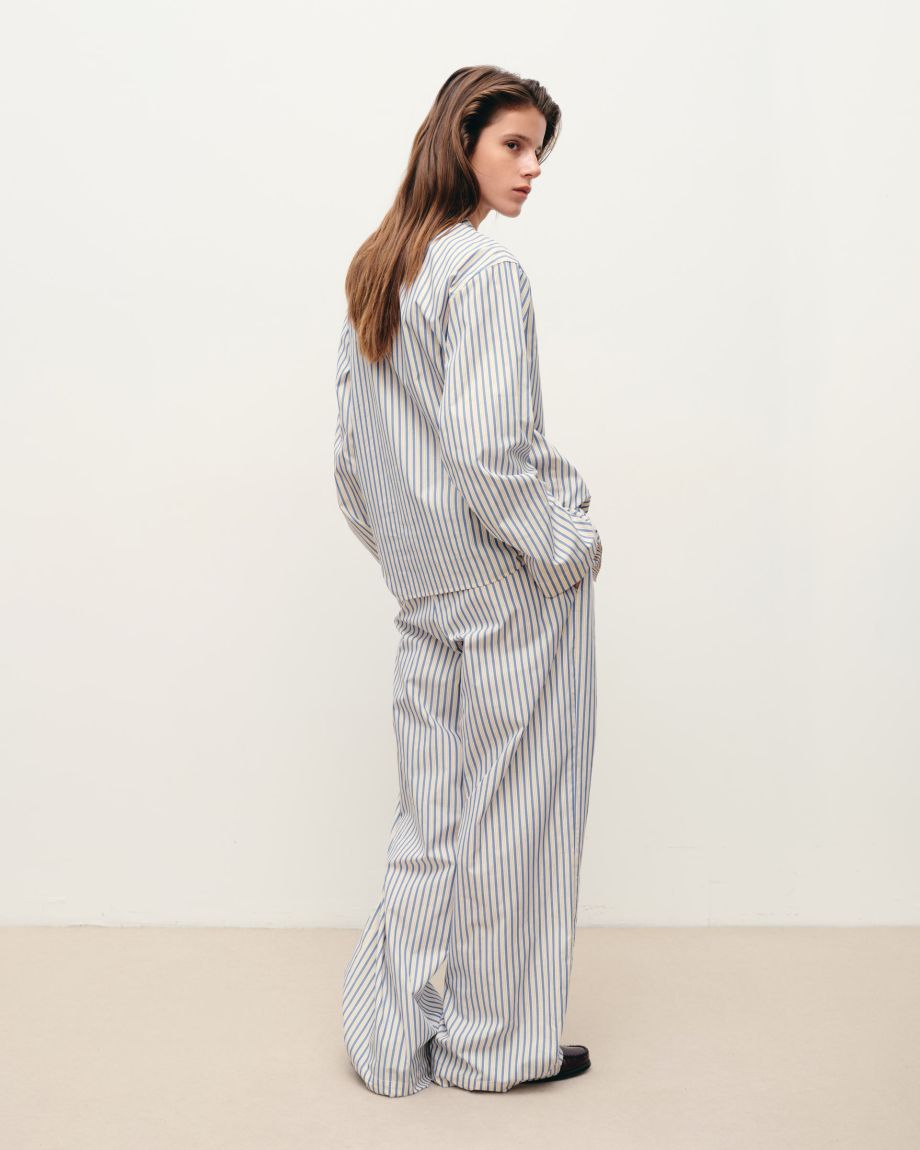 Yellow-blue striped pajama pants