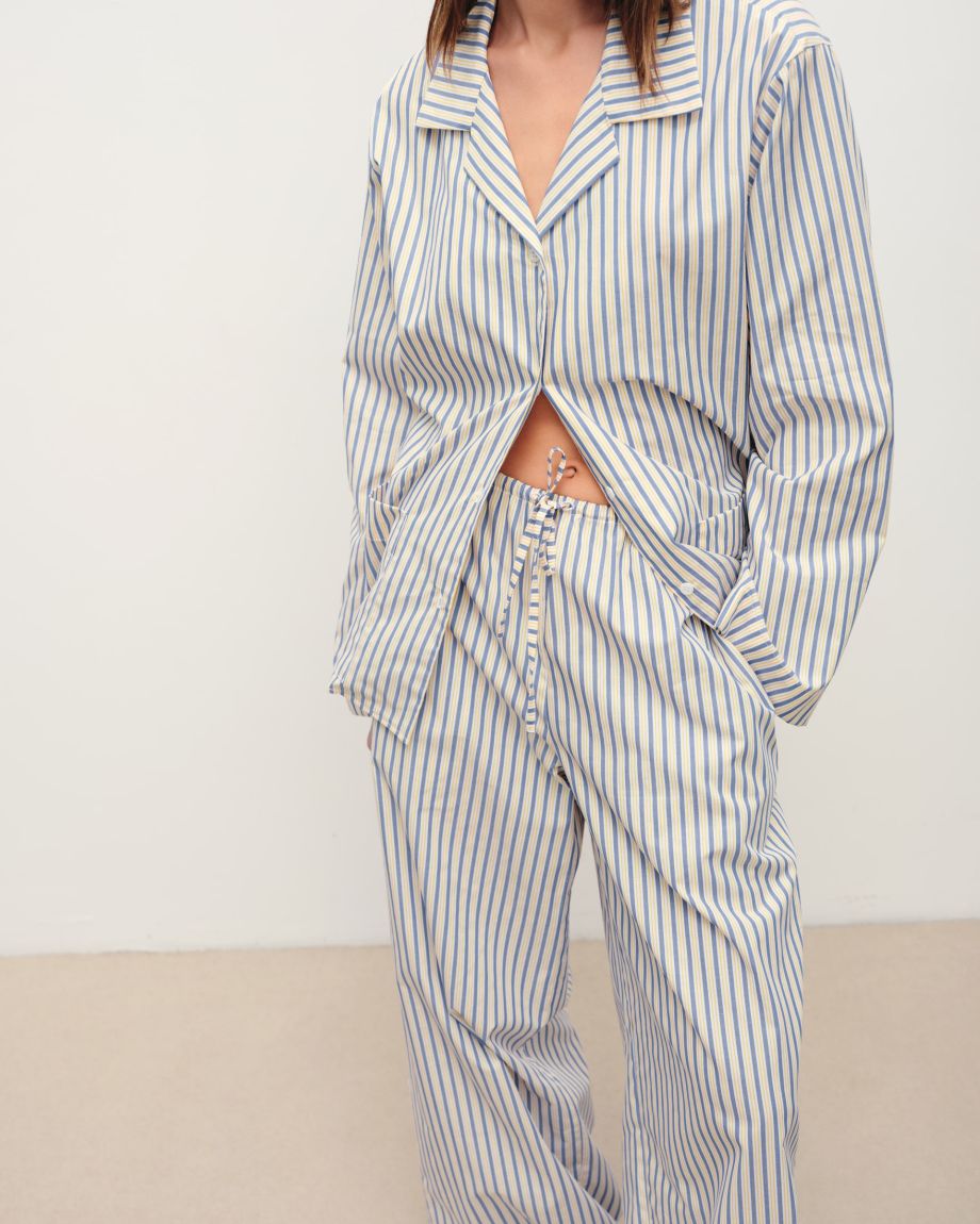 Yellow-blue striped pajama shirt