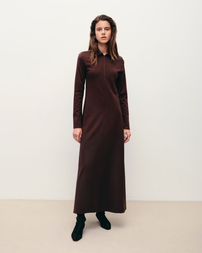 Knitted brown maxi dress