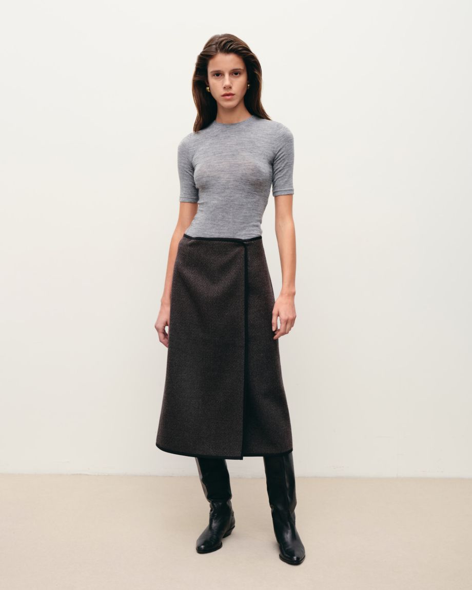 Gray wrap midi skirt