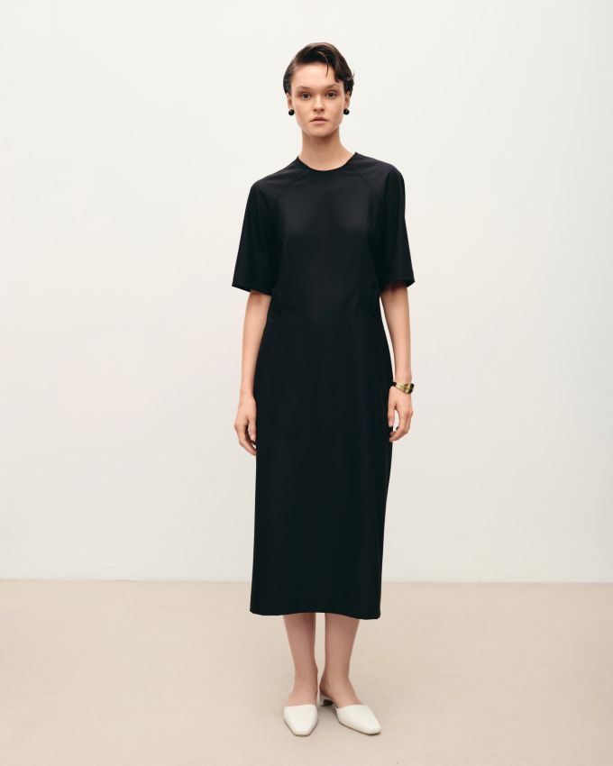 Black midi sheath dress