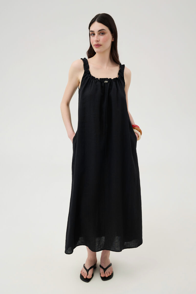 Black Linen Maxi Dress