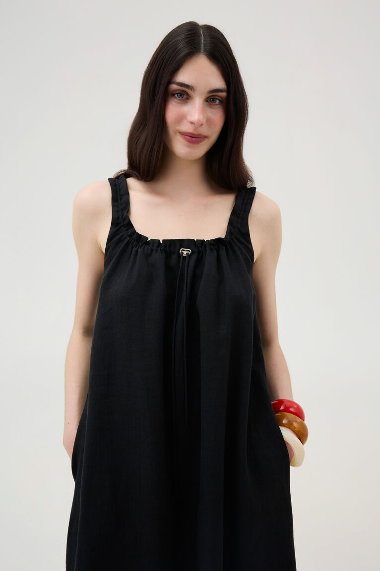Black Linen Maxi Dress