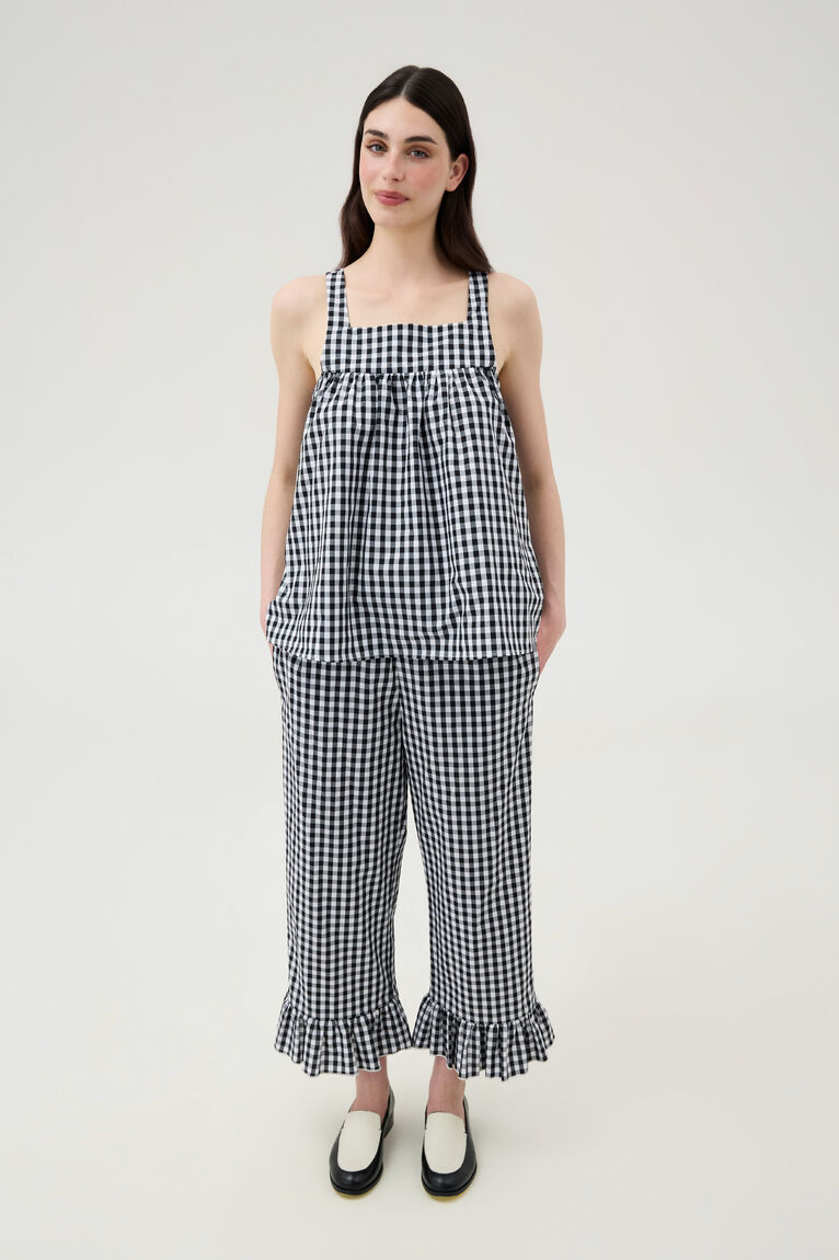 Black & White Check Cotton Top