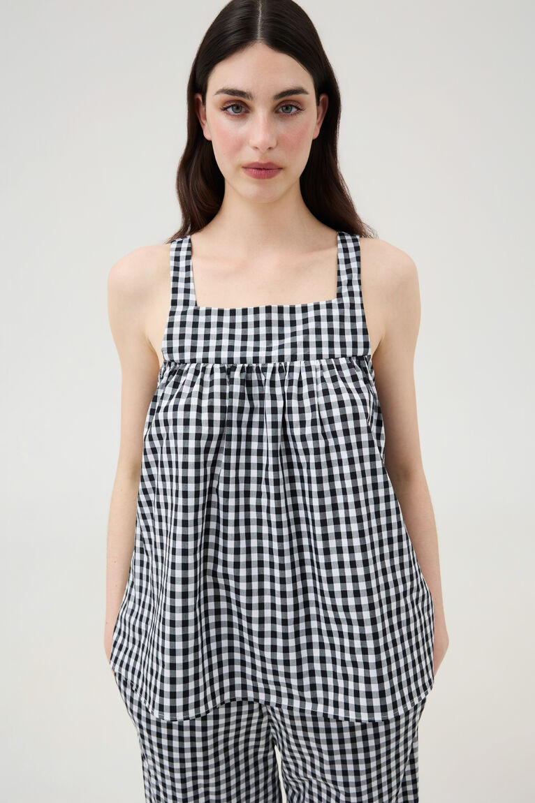 Black & White Check Cotton Top