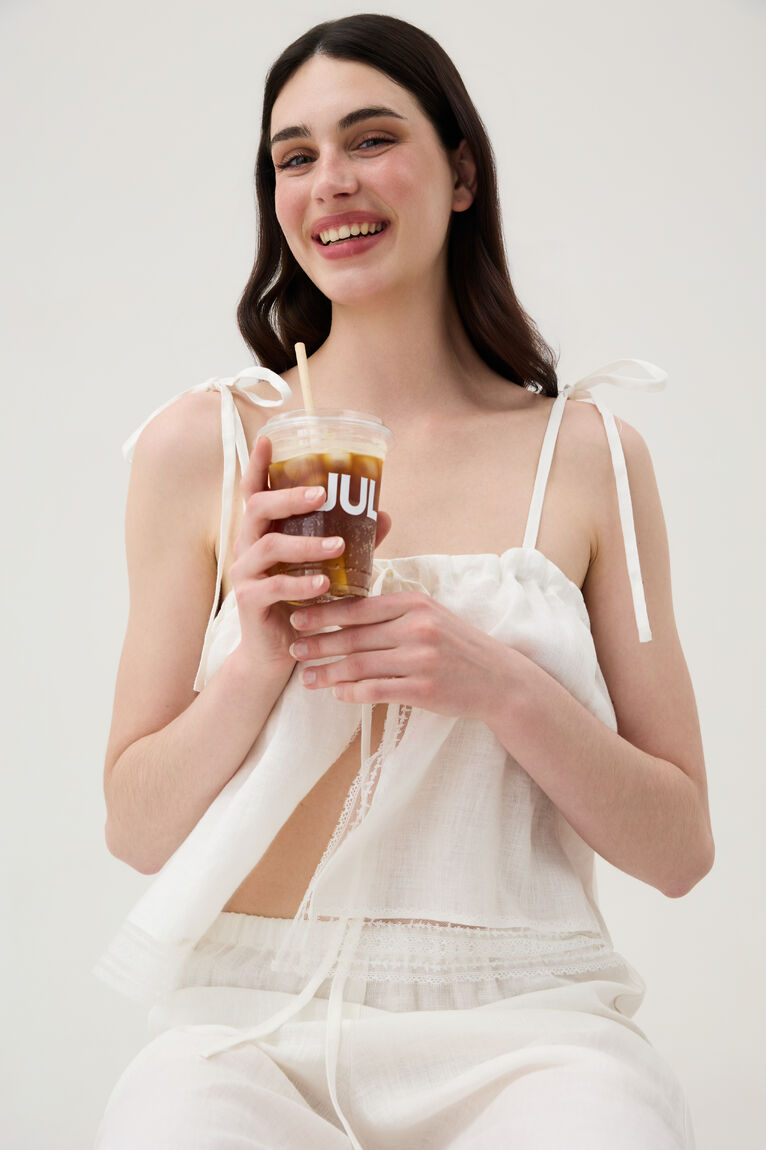 Milk Linen Gathered Top