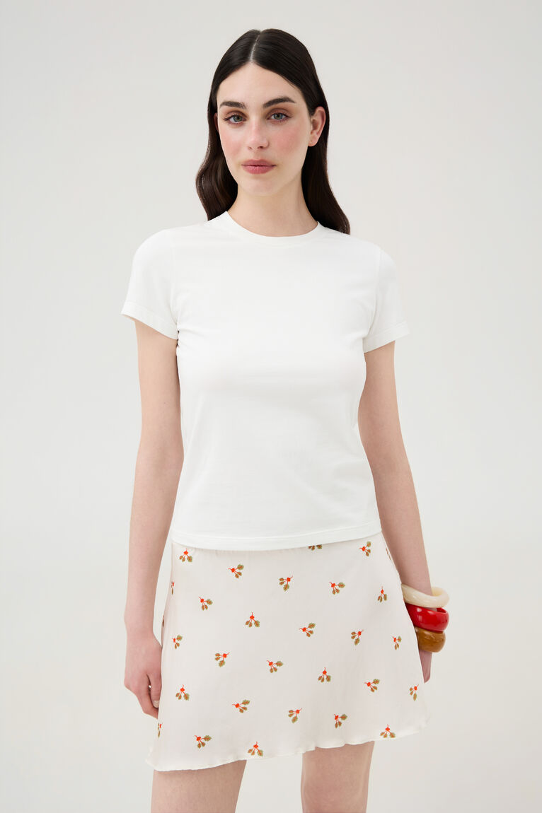 Milky Mini Skirt in Beet Print