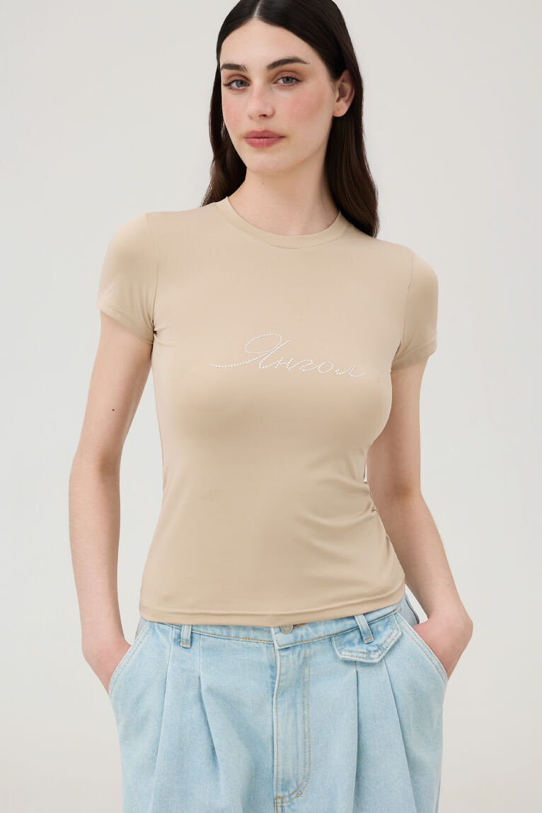 Футболка slim fit темно-бежева "Янгол"