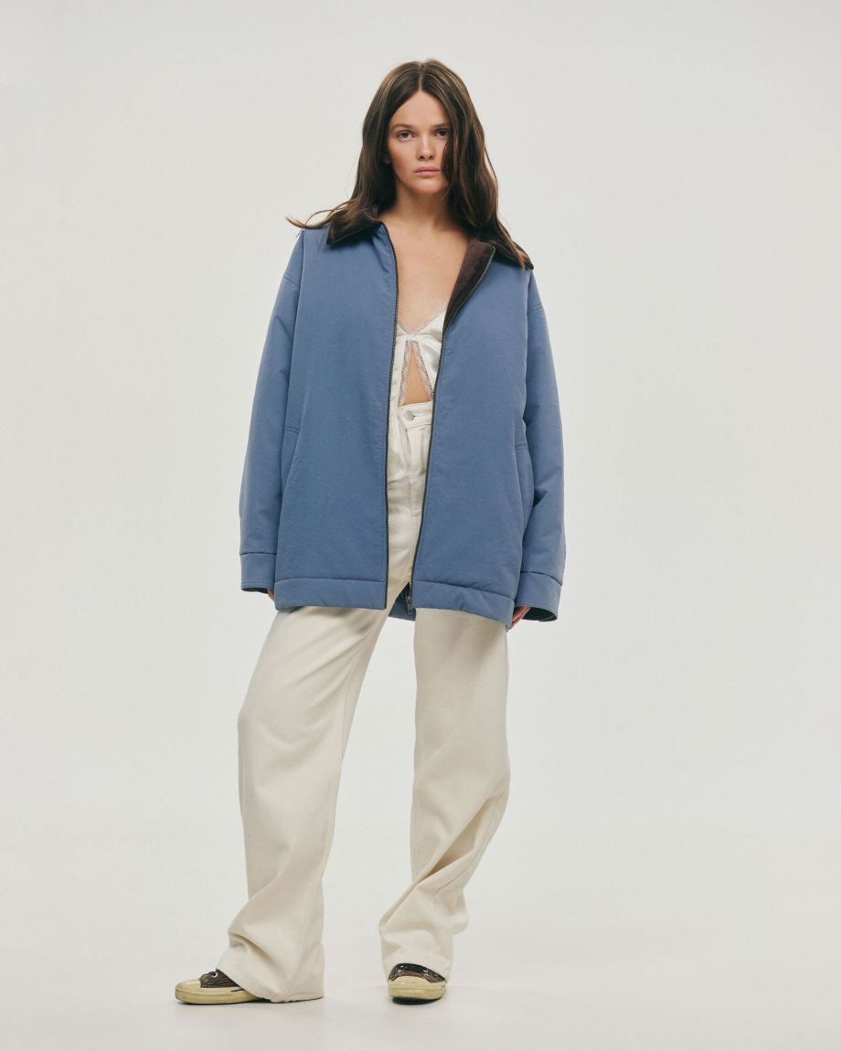 Steel blue oversized bomber jacket JUL x EBAUT