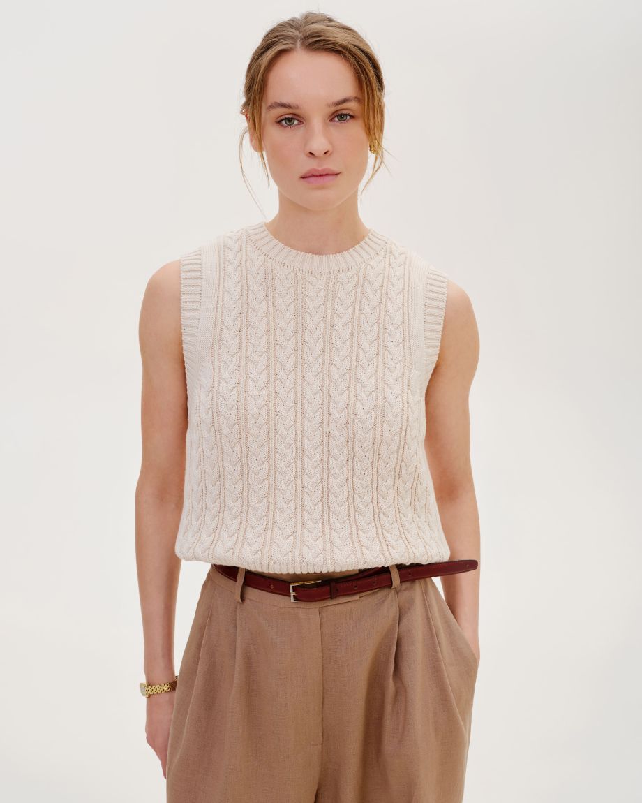 Beige knitted vest